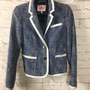 Juicy Couture Blue White Tweed Blazer size 6